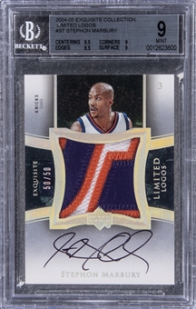 2004-05 UD "Exquisite Collection" Limited Logos #ST Stephon Marbury Signed Game Used Patch Card (#50/50) - BGS MINT 9/BGS 9